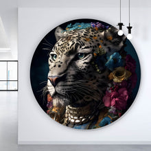 Lade das Bild in den Galerie-Viewer, Aluminiumbild gebürstet Tiger Portrait Digital Art Kreis
