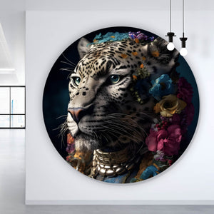 Aluminiumbild gebürstet Tiger Portrait Digital Art Kreis