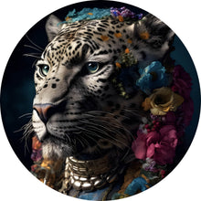 Lade das Bild in den Galerie-Viewer, Aluminiumbild gebürstet Tiger Portrait Digital Art Kreis
