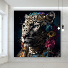 Lade das Bild in den Galerie-Viewer, Aluminiumbild gebürstet Tiger Portrait Digital Art Quadrat
