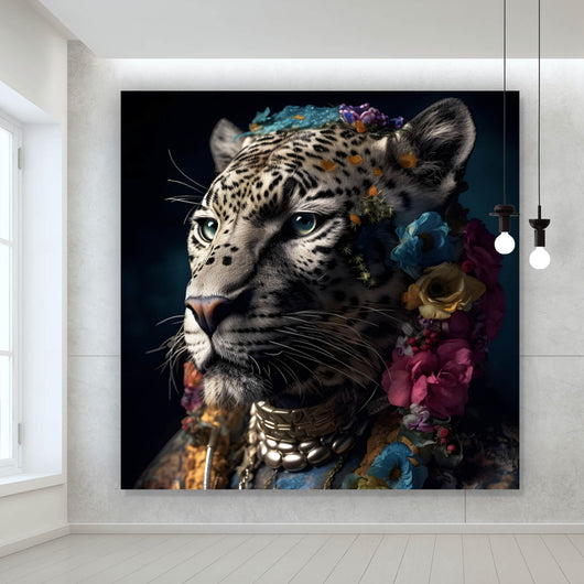 Leinwandbild Tiger Portrait Digital Art Quadrat