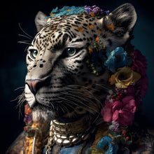 Lade das Bild in den Galerie-Viewer, Aluminiumbild gebürstet Tiger Portrait Digital Art Quadrat
