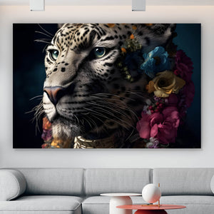 Aluminiumbild gebürstet Tiger Portrait Digital Art Querformat