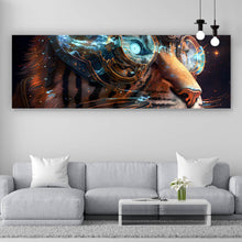 Lade das Bild in den Galerie-Viewer, Leinwandbild Tigerkopf mit Brille Galaxy Panorama
