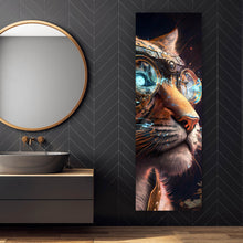 Lade das Bild in den Galerie-Viewer, Spannrahmenbild Tigerkopf mit Brille Galaxy Panorama Hoch
