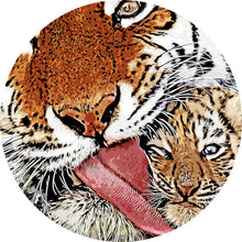Lade das Bild in den Galerie-Viewer, Aluminiumbild gebürstet Tigerliebe Mutter mit Kind Kreis
