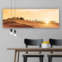 Lade das Bild in den Galerie-Viewer, Aluminiumbild Toskana bei Sonnenuntergang Panorama
