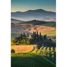 Lade das Bild in den Galerie-Viewer, Aluminiumbild Toskana mit sanften Hügeln Hochformat
