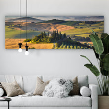 Lade das Bild in den Galerie-Viewer, Aluminiumbild gebürstet Toskana mit sanften Hügeln Panorama
