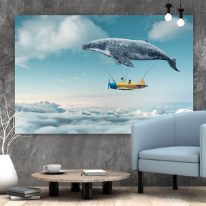 Aluminiumbild gebürstet Traum mit Wal Querformat