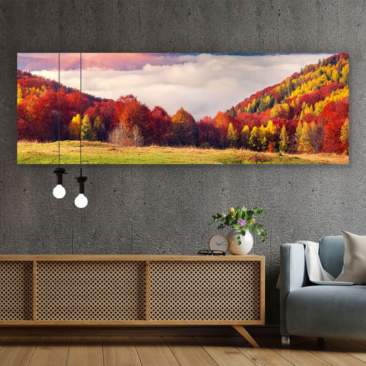 Aluminiumbild gebürstet Traumhafte Herbstlandschaft Panorama