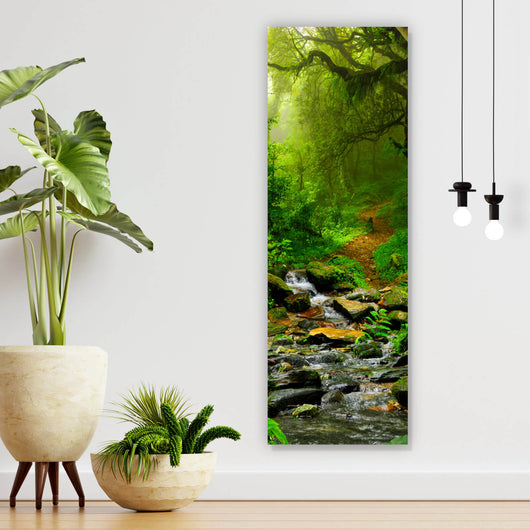 Leinwandbild Tropischer Dschungel mit Fluss Panorama Hoch
