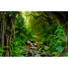 Lade das Bild in den Galerie-Viewer, Aluminiumbild Tropischer Dschungel mit Fluss Querformat
