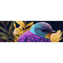 Lade das Bild in den Galerie-Viewer, Spannrahmenbild Tropischer Vogel mit Blumen Modern Art No. 1 Panorama
