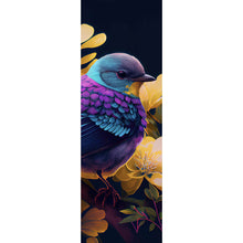 Lade das Bild in den Galerie-Viewer, Aluminiumbild gebürstet Tropischer Vogel mit Blumen Modern Art No. 1 Panorama Hoch
