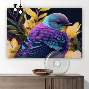 Acrylglasbild Tropischer Vogel mit Blumen Modern Art No. 1 Querformat