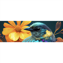 Lade das Bild in den Galerie-Viewer, Spannrahmenbild Tropischer Vogel mit Blumen Modern Art No. 3 Panorama
