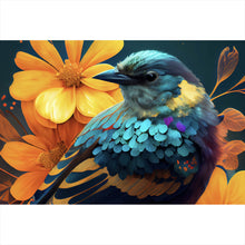 Lade das Bild in den Galerie-Viewer, Leinwandbild Tropischer Vogel mit Blumen Modern Art No. 3 Querformat
