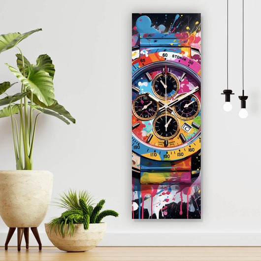 Aluminiumbild gebürstet Uhr Chronograph Pop Art Panorama Hoch