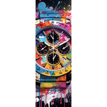 Lade das Bild in den Galerie-Viewer, Aluminiumbild Uhr Chronograph Pop Art Panorama Hoch
