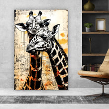 Lade das Bild in den Galerie-Viewer, Aluminiumbild Verliebtes Giraffenpaar Abstrakt Hochformat
