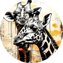 Lade das Bild in den Galerie-Viewer, Aluminiumbild Verliebtes Giraffenpaar Abstrakt Kreis
