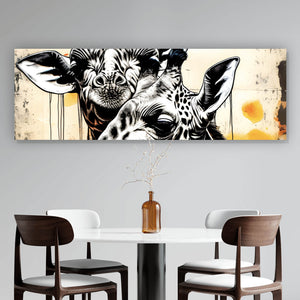 Poster Verliebtes Giraffenpaar Abstrakt Panorama