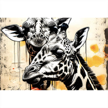 Lade das Bild in den Galerie-Viewer, Poster Verliebtes Giraffenpaar Abstrakt Querformat
