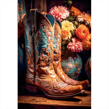 Lade das Bild in den Galerie-Viewer, Spannrahmenbild Verzierte Cowboy Boots Hochformat
