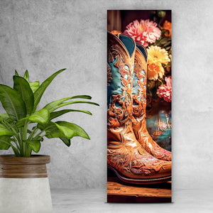 Acrylglasbild Verzierte Cowboy Boots Panorama Hoch