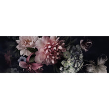 Lade das Bild in den Galerie-Viewer, Aluminiumbild Vintage Blumen auf schwarzem Hintergrund Panorama
