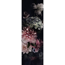 Lade das Bild in den Galerie-Viewer, Aluminiumbild gebürstet Vintage Blumen auf schwarzem Hintergrund Panorama Hoch
