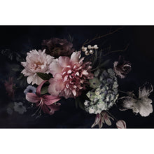 Lade das Bild in den Galerie-Viewer, Aluminiumbild Vintage Blumen auf schwarzem Hintergrund Querformat
