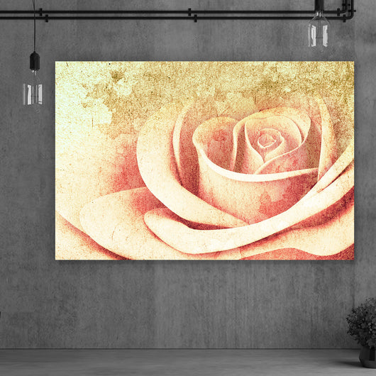 Aluminiumbild gebürstet Vintage Rose Querformat