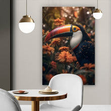 Lade das Bild in den Galerie-Viewer, Aluminiumbild gebürstet Vogel Bunt Digital Art Hochformat
