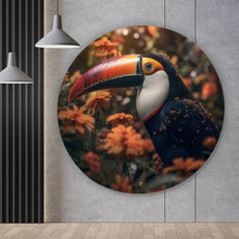 Lade das Bild in den Galerie-Viewer, Aluminiumbild gebürstet Vogel Bunt Digital Art Kreis
