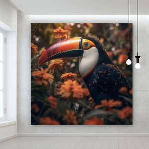 Leinwandbild Vogel Bunt Digital Art Quadrat