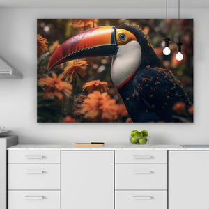 Aluminiumbild gebürstet Vogel Bunt Digital Art Querformat