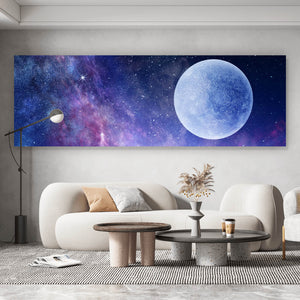 Poster Vollmond am Sternenhimmel Panorama