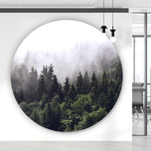 Lade das Bild in den Galerie-Viewer, Aluminiumbild gebürstet Wald am Morgen Kreis
