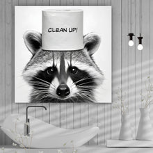 Lade das Bild in den Galerie-Viewer, Poster Waschbär mit Toilettenrolle Clean up Quadrat
