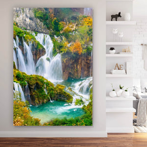 Acrylglasbild Wasserfälle im Nationalpark Kroatien Hochformat