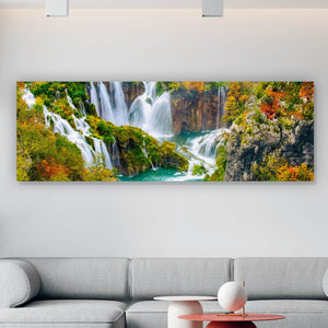 Poster Wasserfälle im Nationalpark Kroatien Panorama