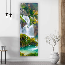 Lade das Bild in den Galerie-Viewer, Aluminiumbild gebürstet Wasserfälle im Nationalpark Kroatien Panorama Hoch
