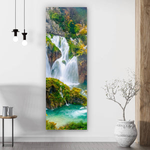 Aluminiumbild gebürstet Wasserfälle im Nationalpark Kroatien Panorama Hoch