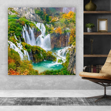 Lade das Bild in den Galerie-Viewer, Aluminiumbild gebürstet Wasserfälle im Nationalpark Kroatien Quadrat
