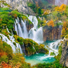 Lade das Bild in den Galerie-Viewer, Aluminiumbild gebürstet Wasserfälle im Nationalpark Kroatien Quadrat
