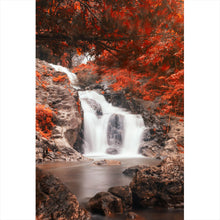 Lade das Bild in den Galerie-Viewer, Leinwandbild Wasserfall im Herbst Hochformat
