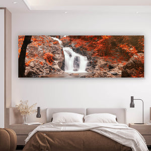 Poster Wasserfall im Herbst Panorama