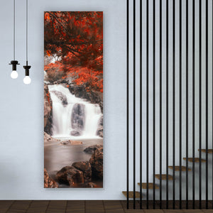 Poster Wasserfall im Herbst Panorama Hoch